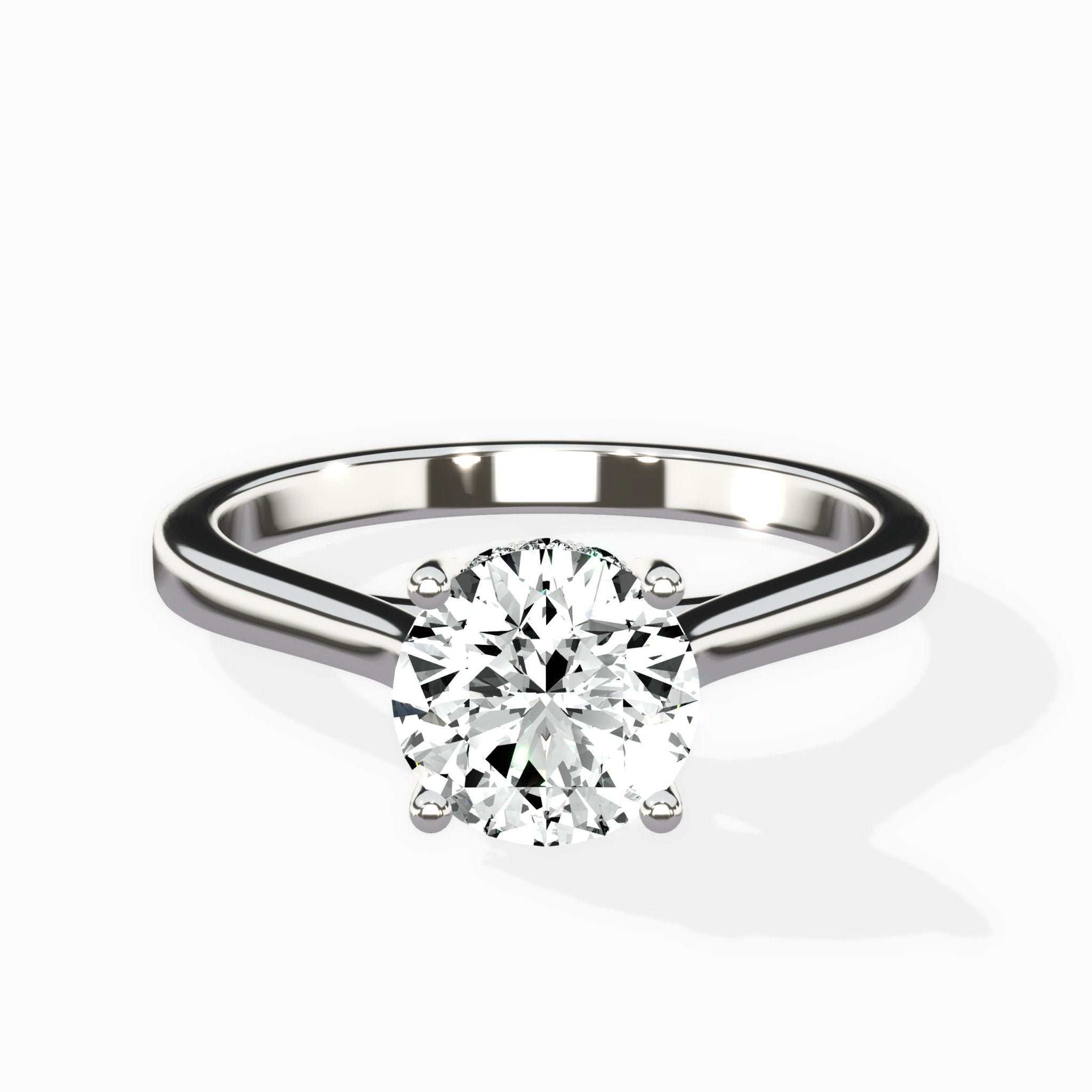 Petite Plain Band Solitaire Ring Engagement Ring - The Better Diamonds
