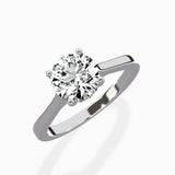 Petite Plain Band Solitaire Ring Engagement Ring - The Better Diamonds