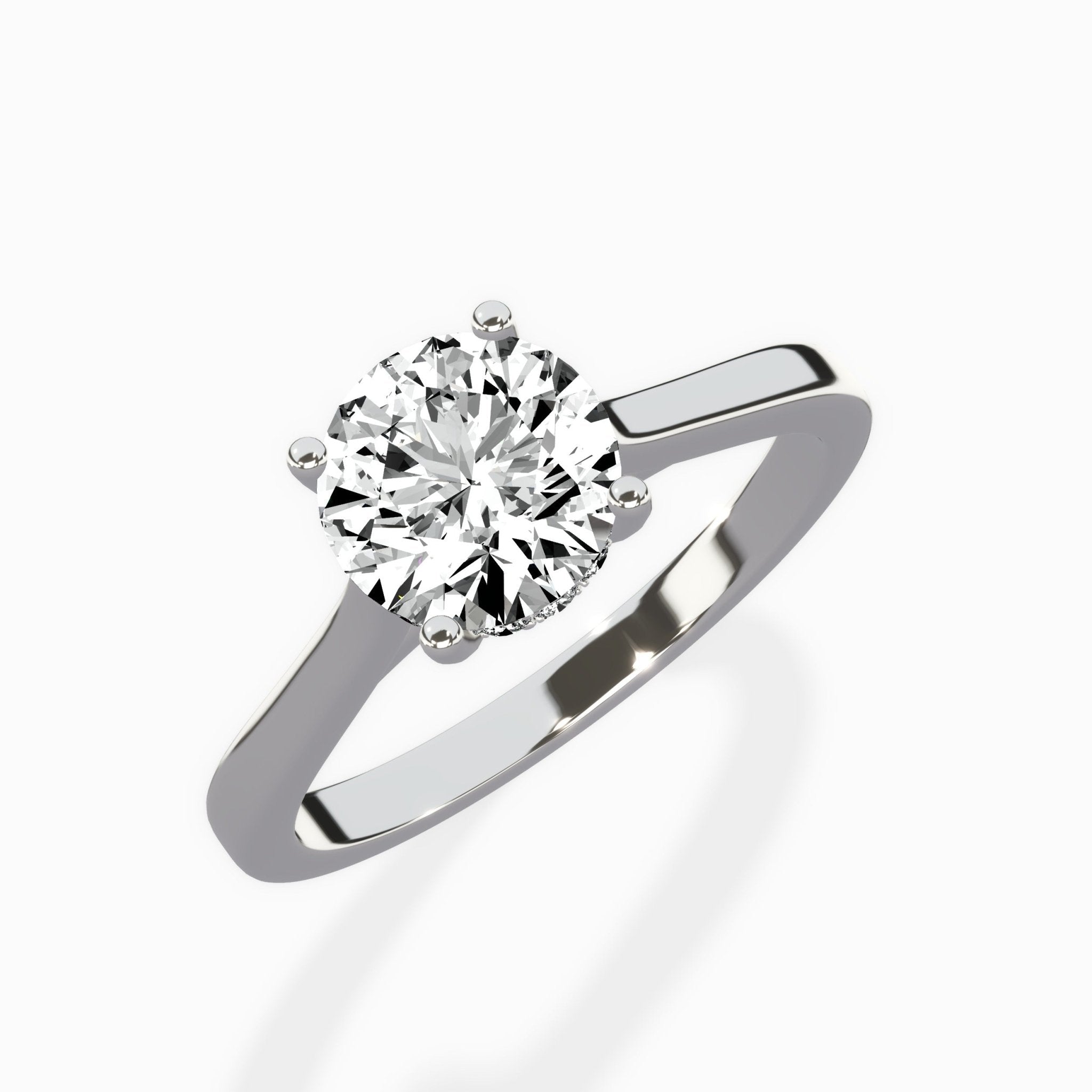 Petite Plain Band Solitaire Ring Engagement Ring - The Better Diamonds