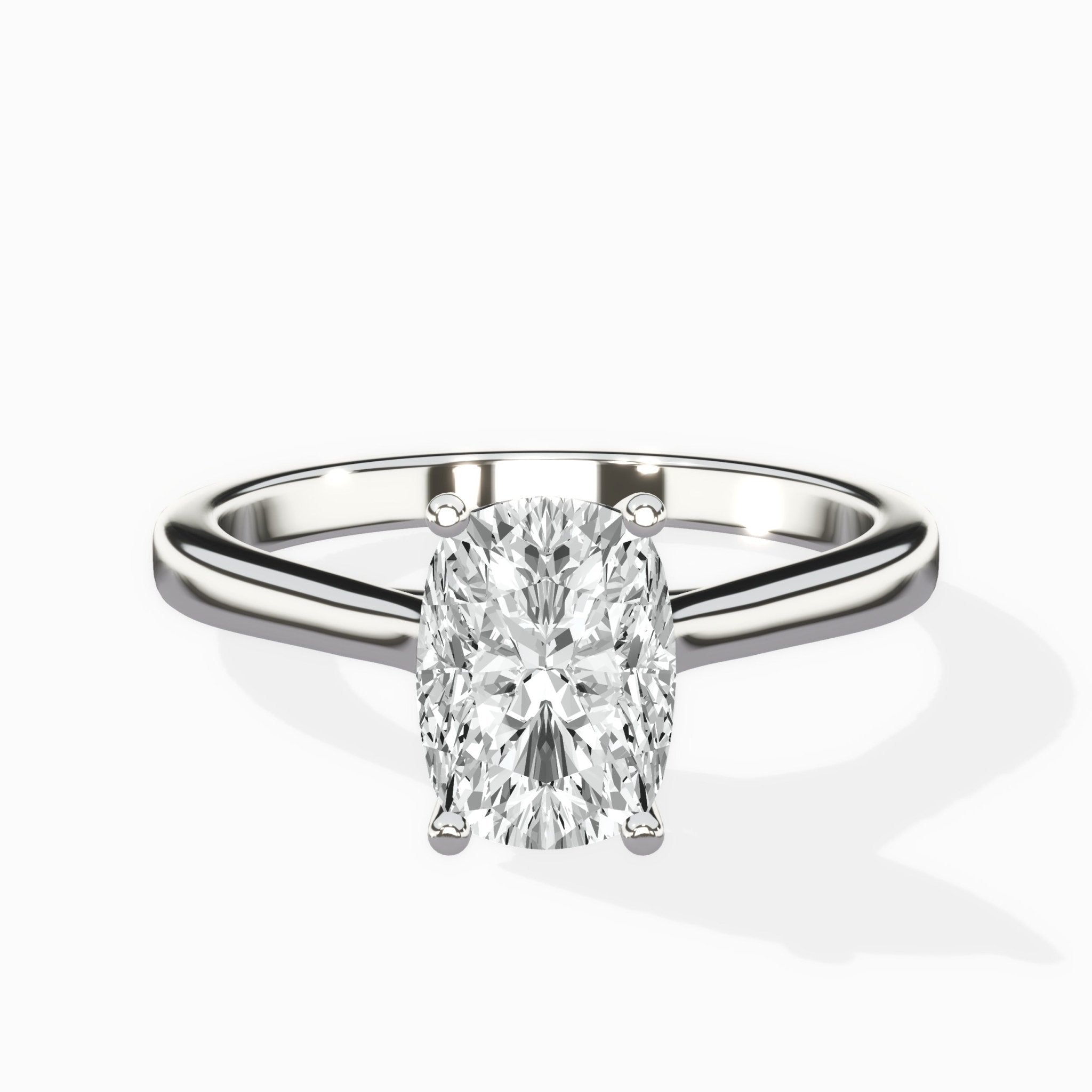 Petite Plain Band Solitaire Ring Engagement Ring - The Better Diamonds
