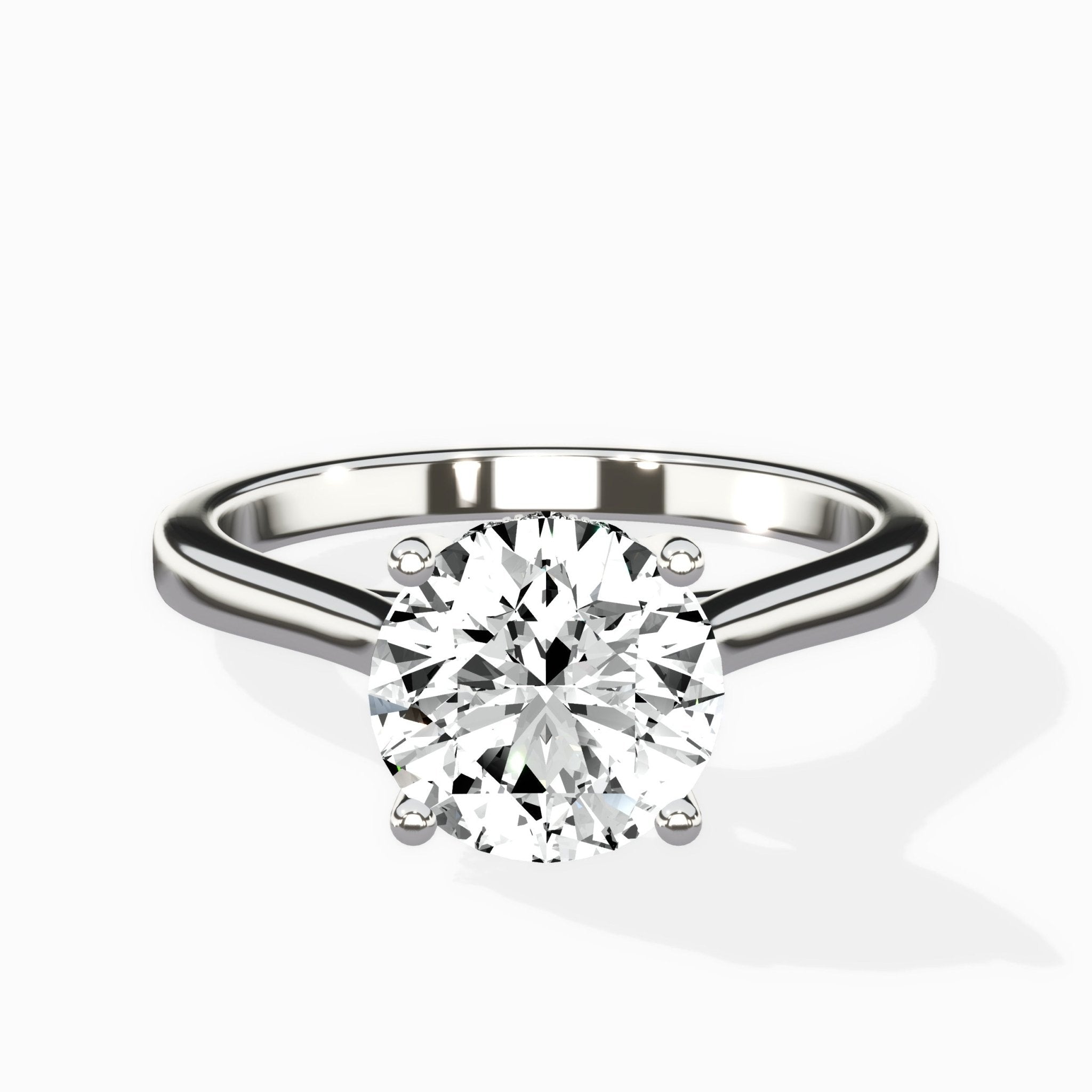 Petite Plain Band Solitaire Ring Engagement Ring - The Better Diamonds