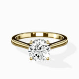 Petite Plain Band Solitaire Ring Engagement Ring - The Better Diamonds