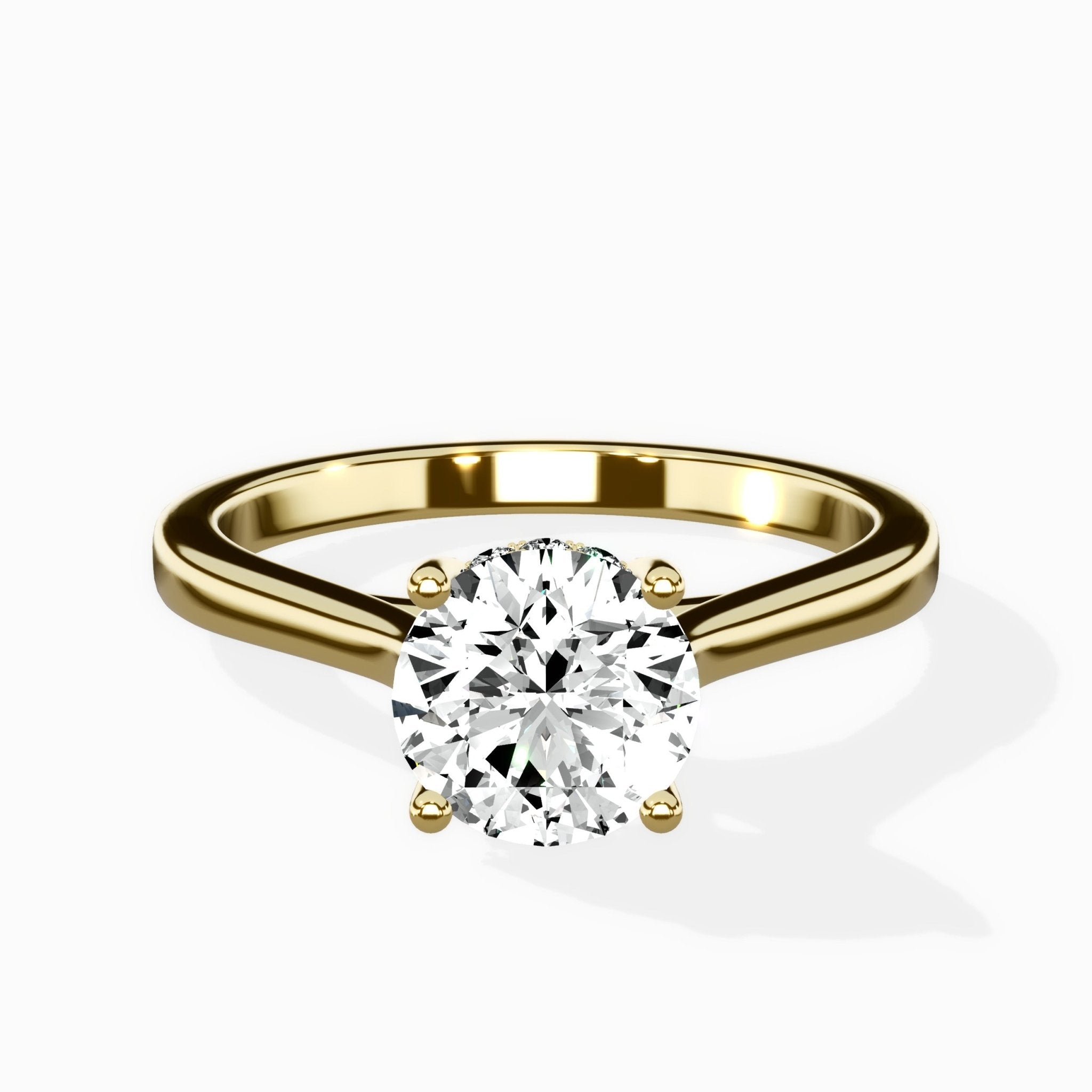 Petite Plain Band Solitaire Ring Engagement Ring - The Better Diamonds