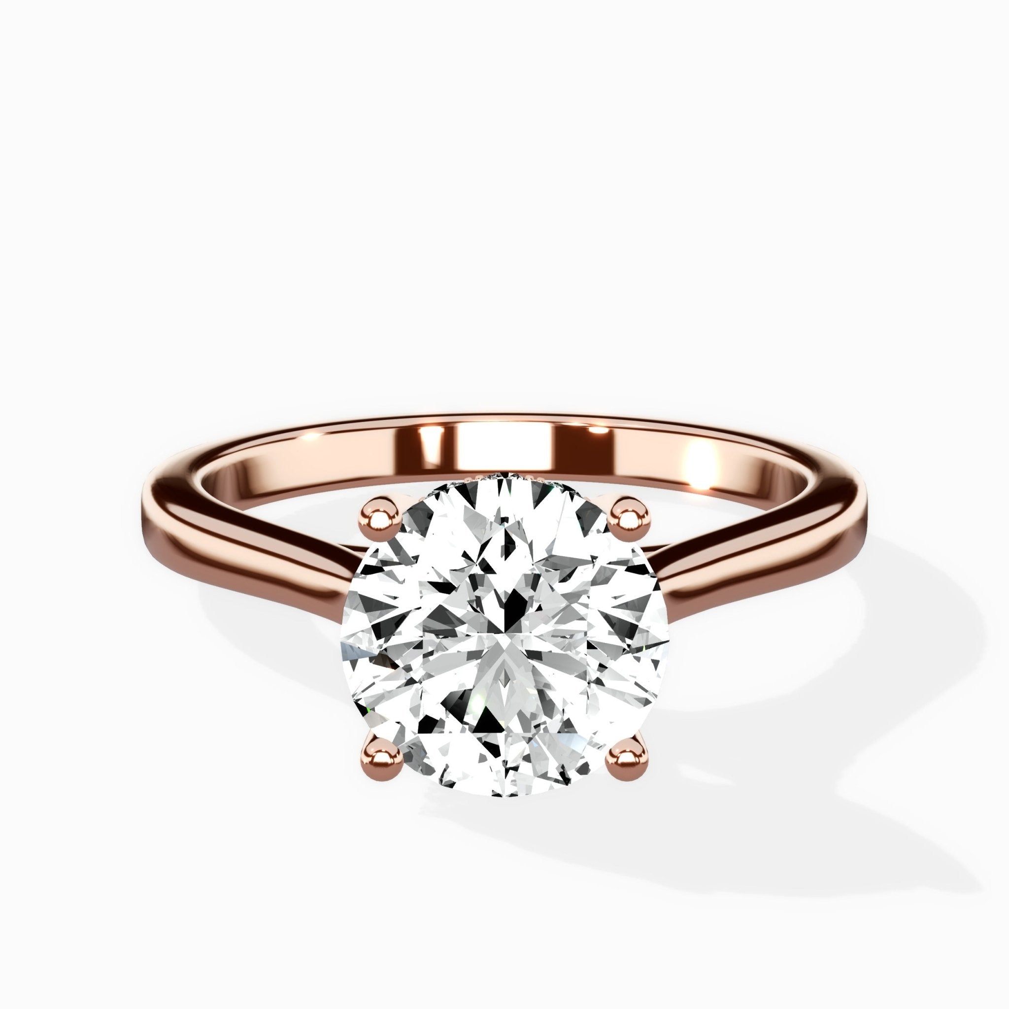 Petite Plain Band Solitaire Ring Engagement Ring - The Better Diamonds