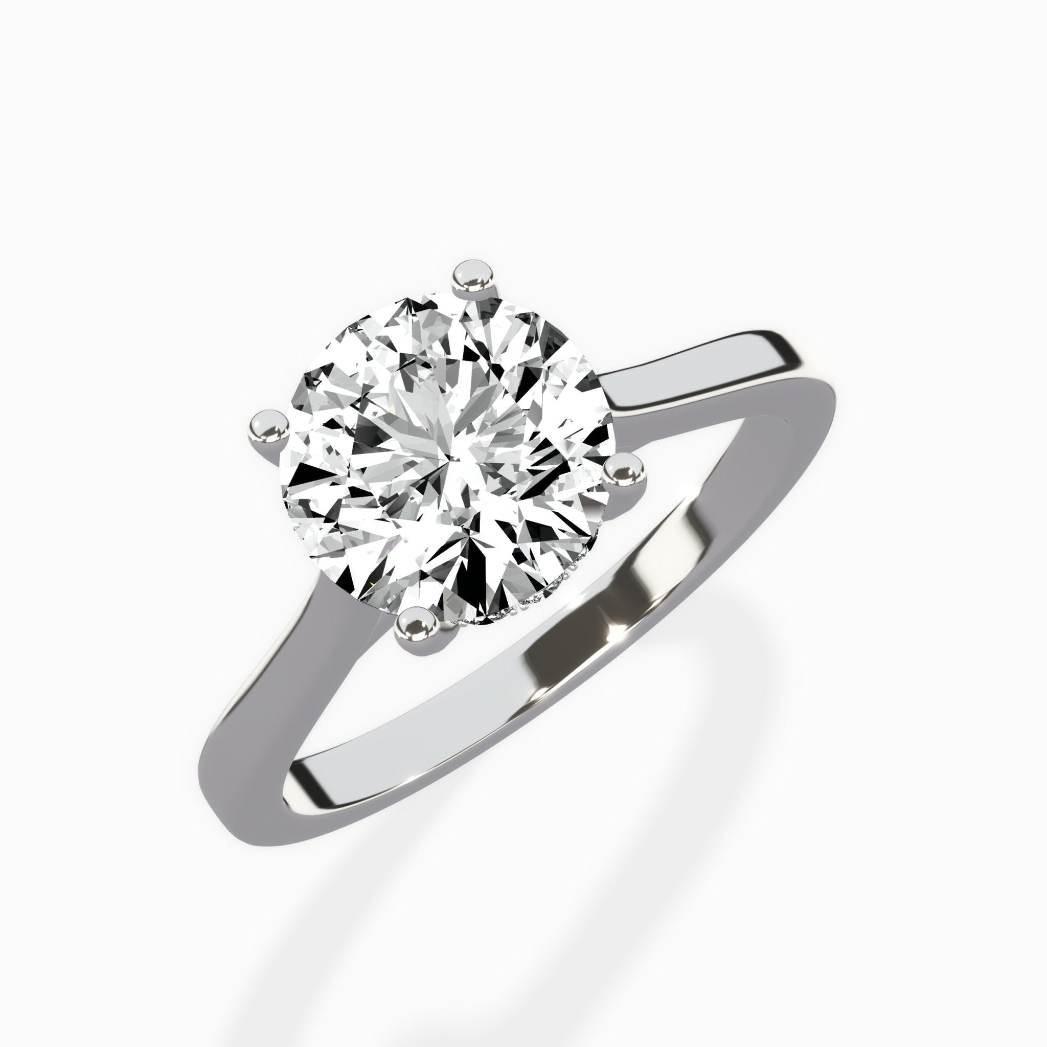 Petite Plain Band Solitaire Ring Engagement Ring - The Better Diamonds