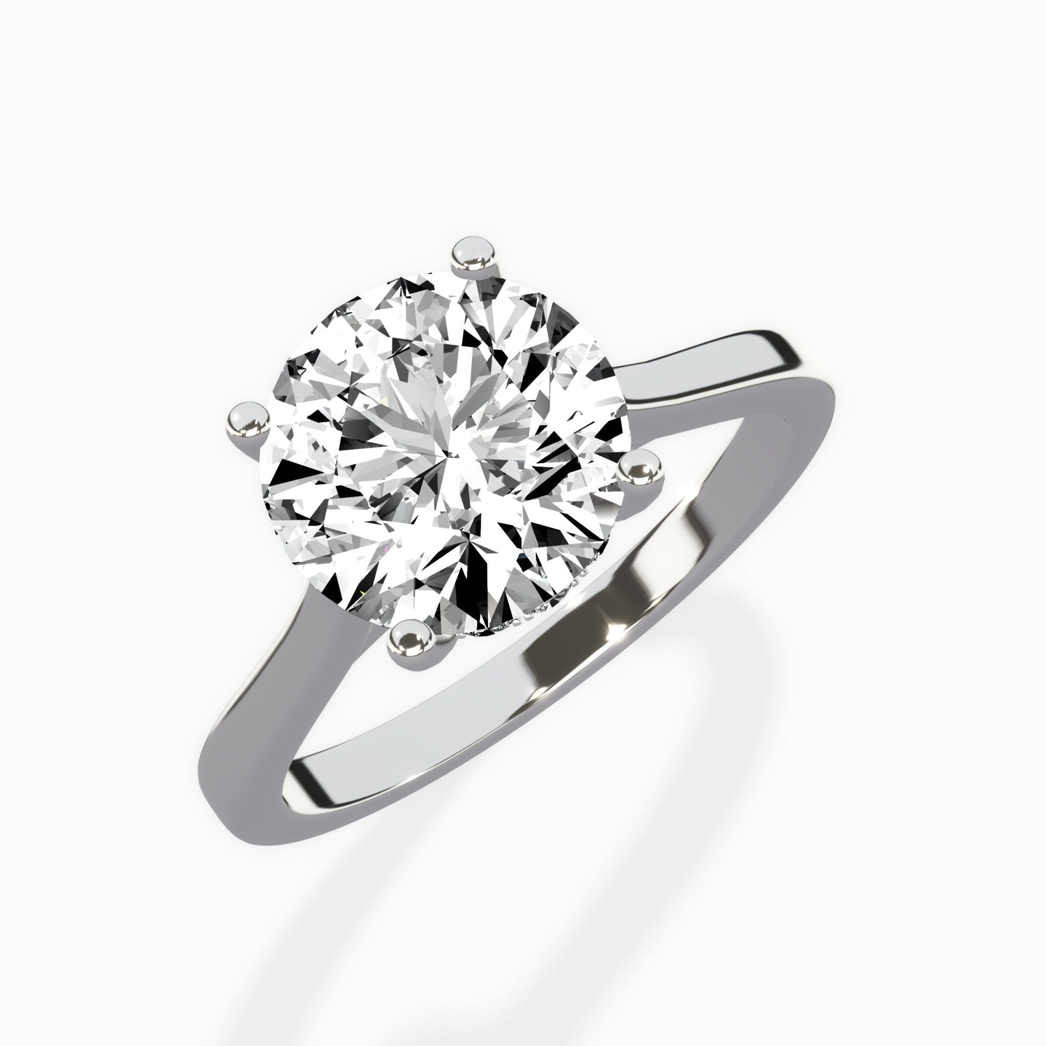 Petite Plain Band Solitaire Ring Engagement Ring - The Better Diamonds