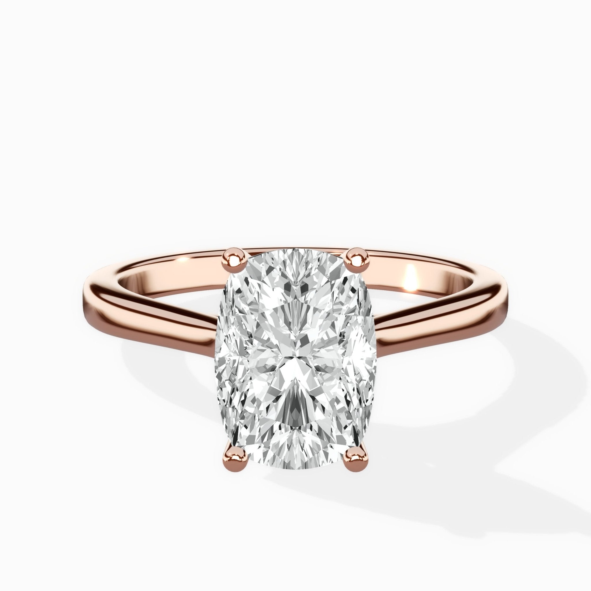 Petite Plain Band Solitaire Ring Engagement Ring - The Better Diamonds