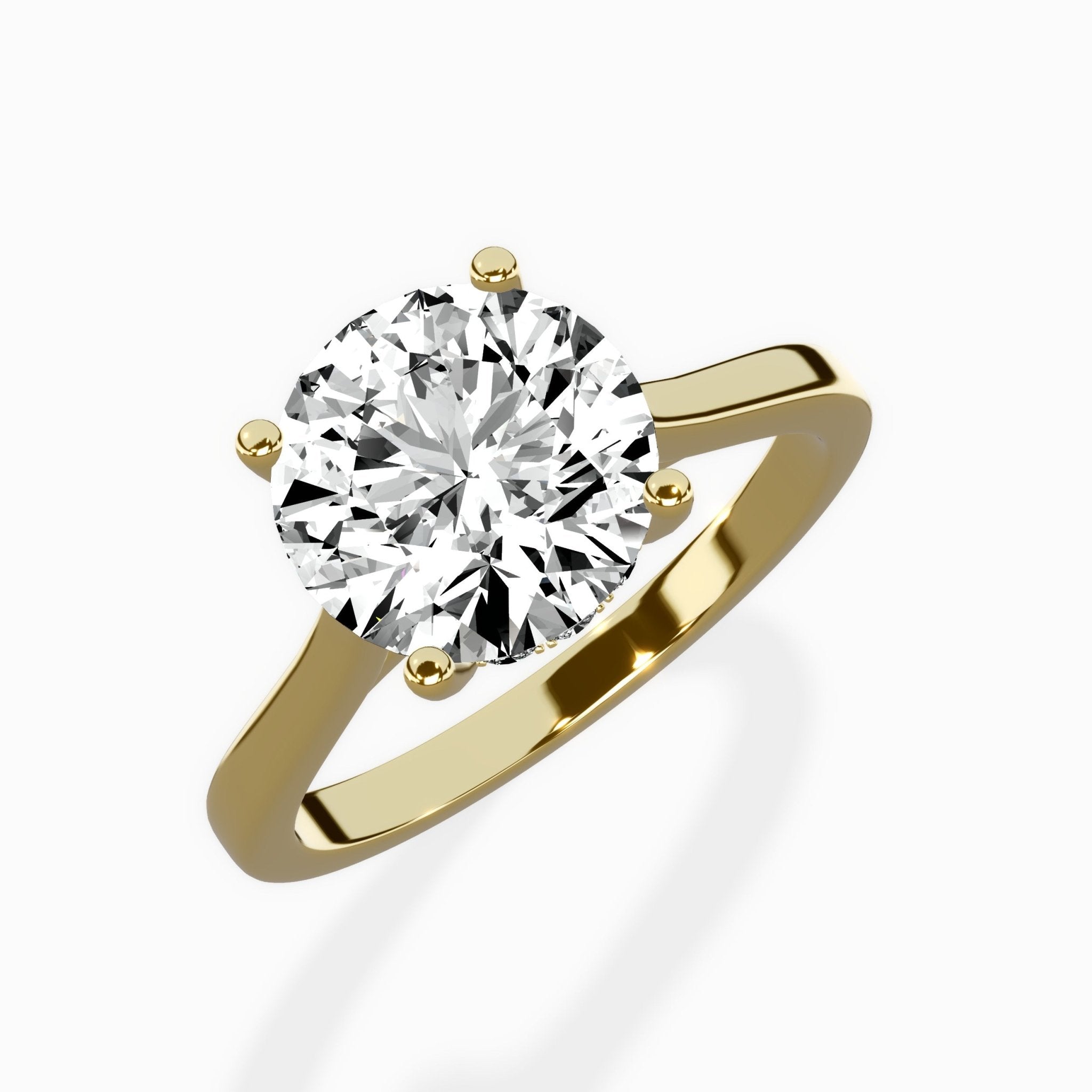 Petite Plain Band Solitaire Ring Engagement Ring - The Better Diamonds