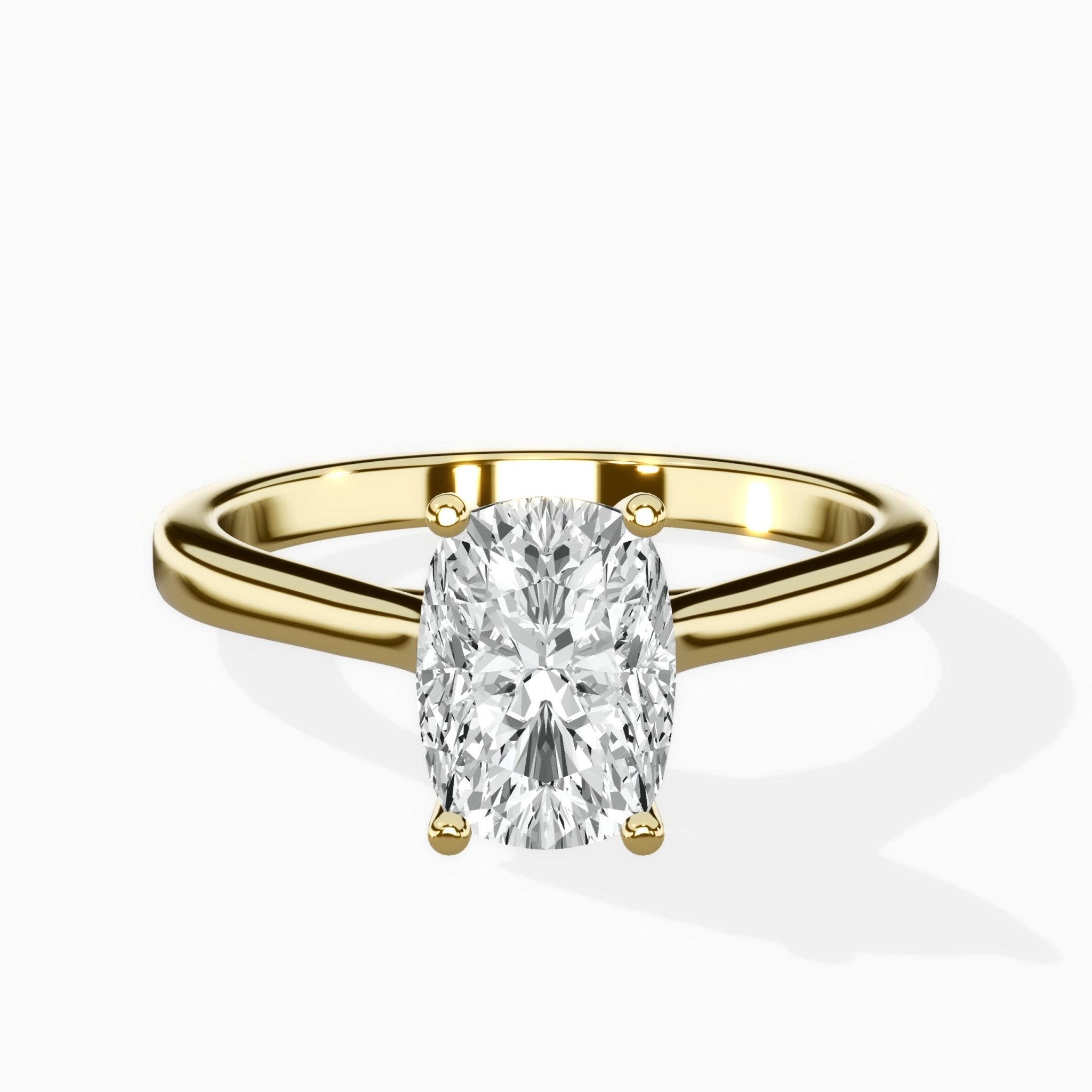 Petite Plain Band Solitaire Ring Engagement Ring - The Better Diamonds