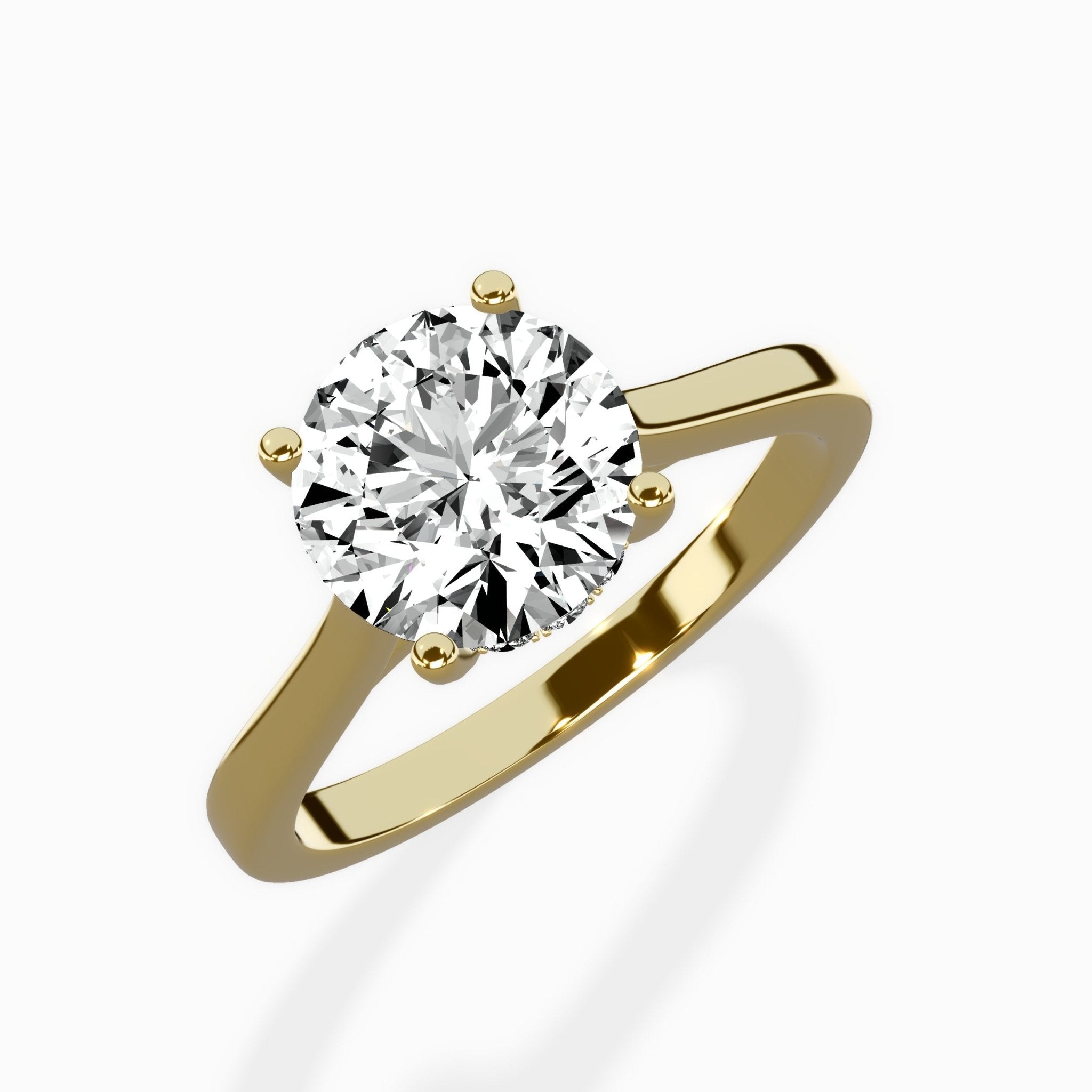 Petite Plain Band Solitaire Ring Engagement Ring - The Better Diamonds