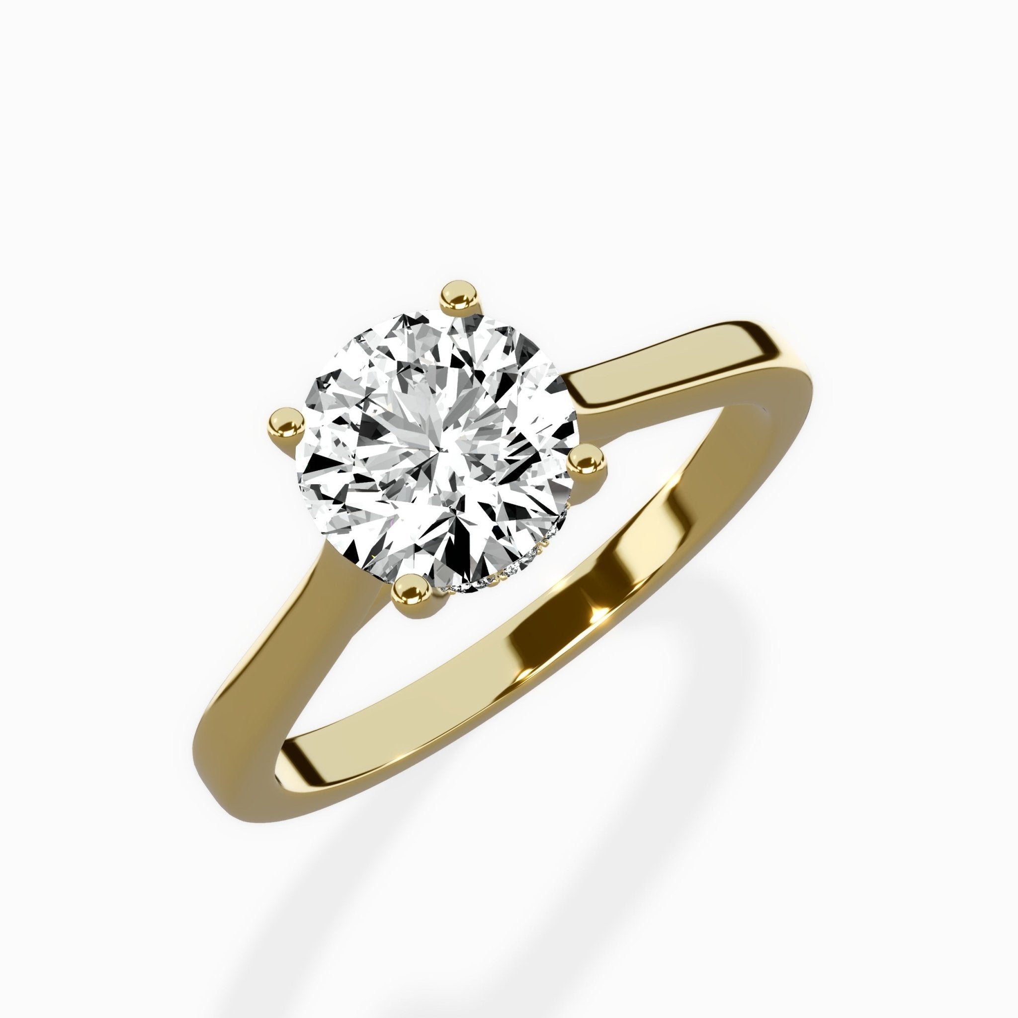 Petite Plain Band Solitaire Ring Engagement Ring - The Better Diamonds