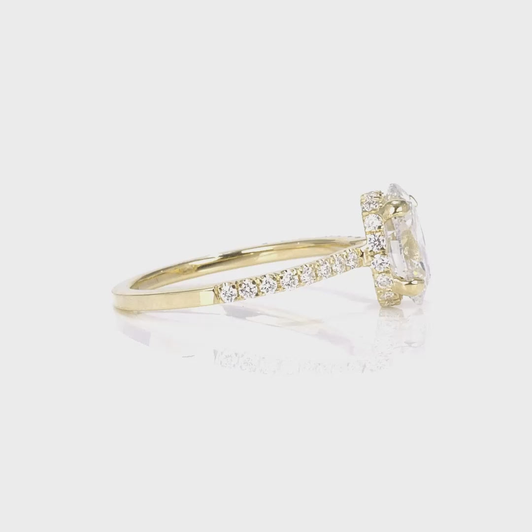 Fortuna Hidden Halo Oval Engagement Ring in Yellow Gold