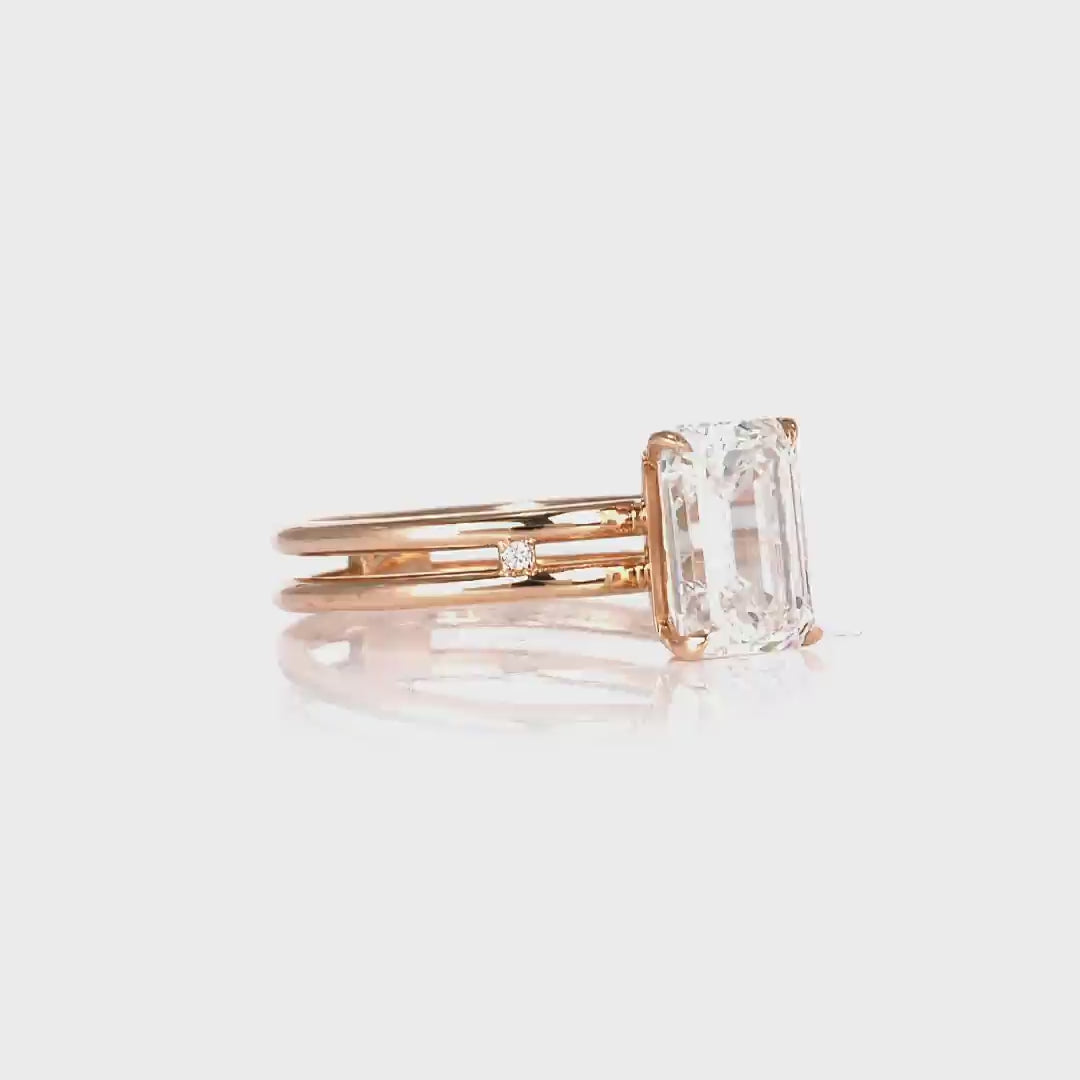 Parallels Emerald Engagement Ring in Rose Gold