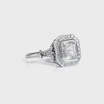 Miami Vintage Style Asscher Cut Engagement Ring in White Gold