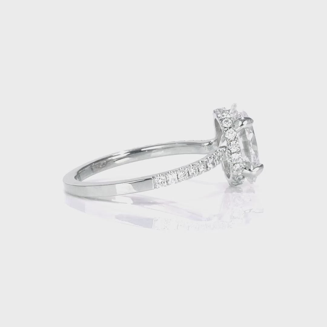 Fortuna Hidden Halo Oval Engagement Ring in White Gold