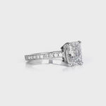 Hidden Diamond Cushion Engagement Ring in White Gold