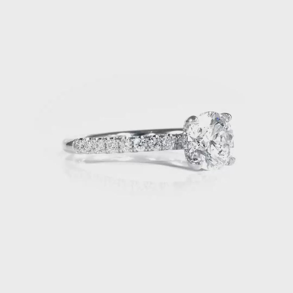 Martini Hidden Halo Round Engagement Ring in White Gold