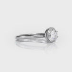 Romantic Solitaire Round Engagement Ring in White Gold