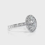 Romantic Halo Oval Engagement Ring in White Gold