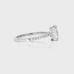 Fortuna Hidden Halo Asscher Cut Engagement Ring in White Gold