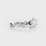 Intertwined Solitaire Round Engagement Ring in White Gold