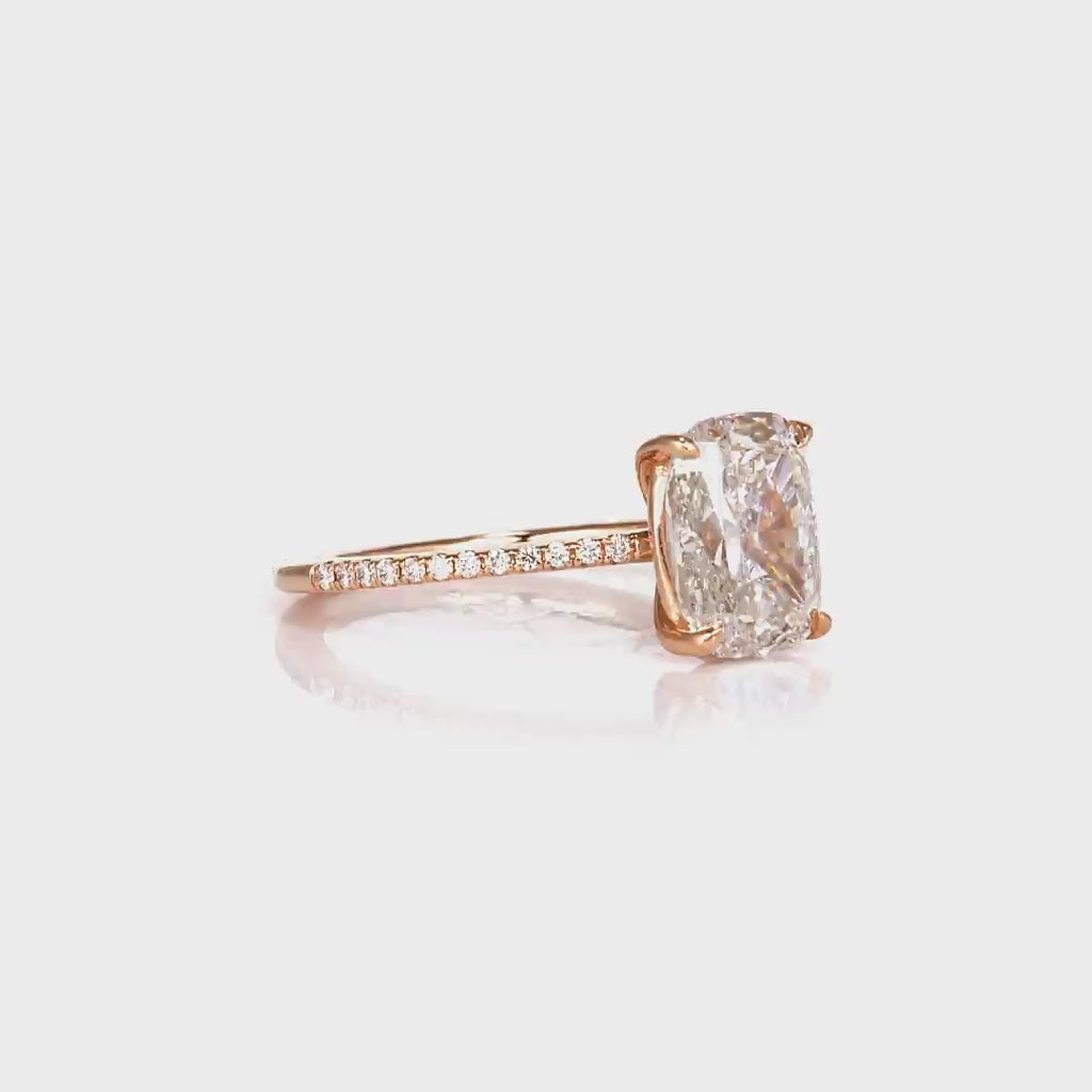 Fortuna Solitaire Cushion Engagement Ring in Rose Gold