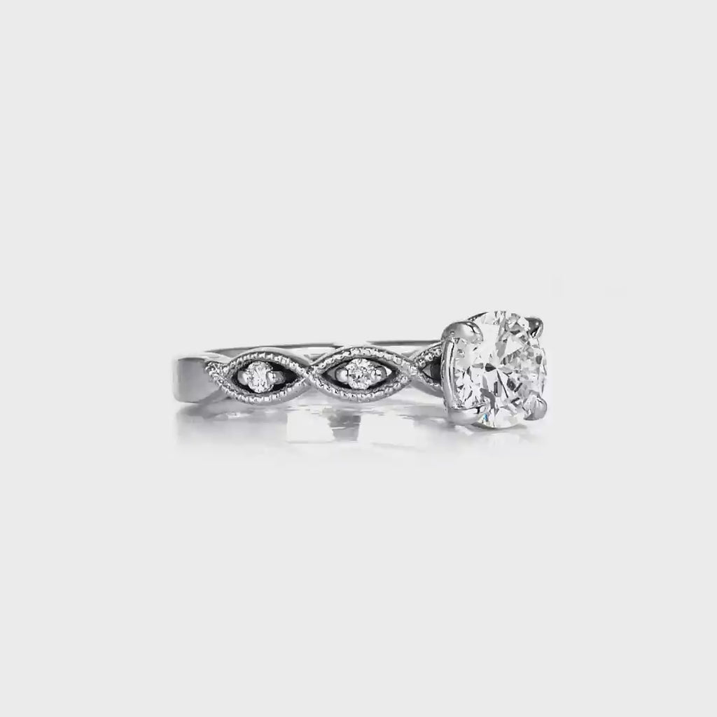 Infinity Solitaire Round Engagement Ring in White Gold