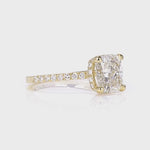 Fortuna Hidden Halo Cushion Engagement Ring in Yellow Gold