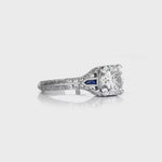 Art Deco Vintage Style Cushion Engagement Ring in White Gold