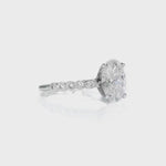 Bezel Vintage Style Oval Engagement Ring in White Gold