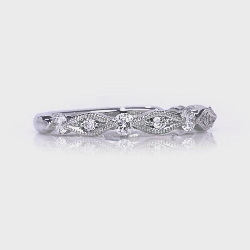 Floating Diamonds Wedding Band in White Gold