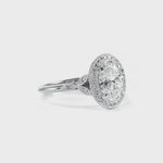 Floral Vintage Style Oval Engagement Ring in White Gold