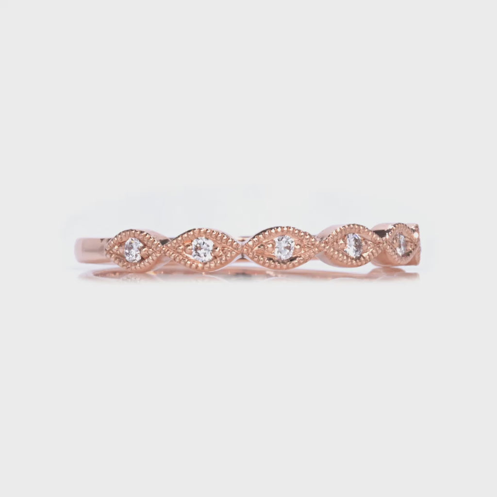 Medium Marquise Filigree Wedding Band in Rose Gold