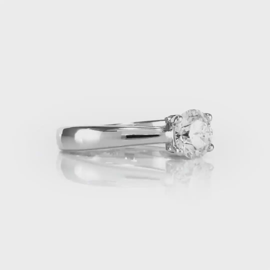 Sercret Diamond Solitaire Round Engagement Ring in White Gold