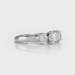 Signature Three Stone Round Engagement Ring in White Gold