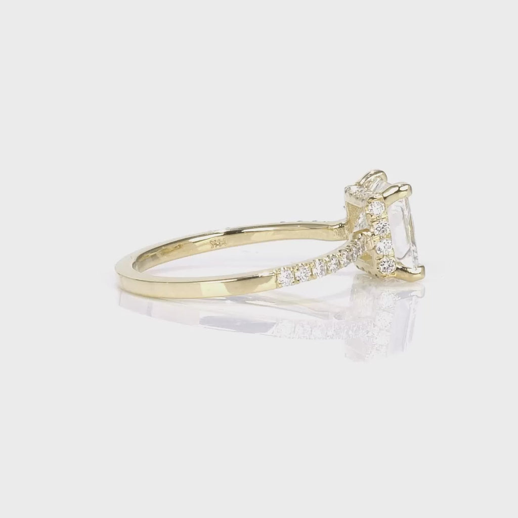 Fortuna Hidden Halo Princess Engagement Ring in Yellow Gold