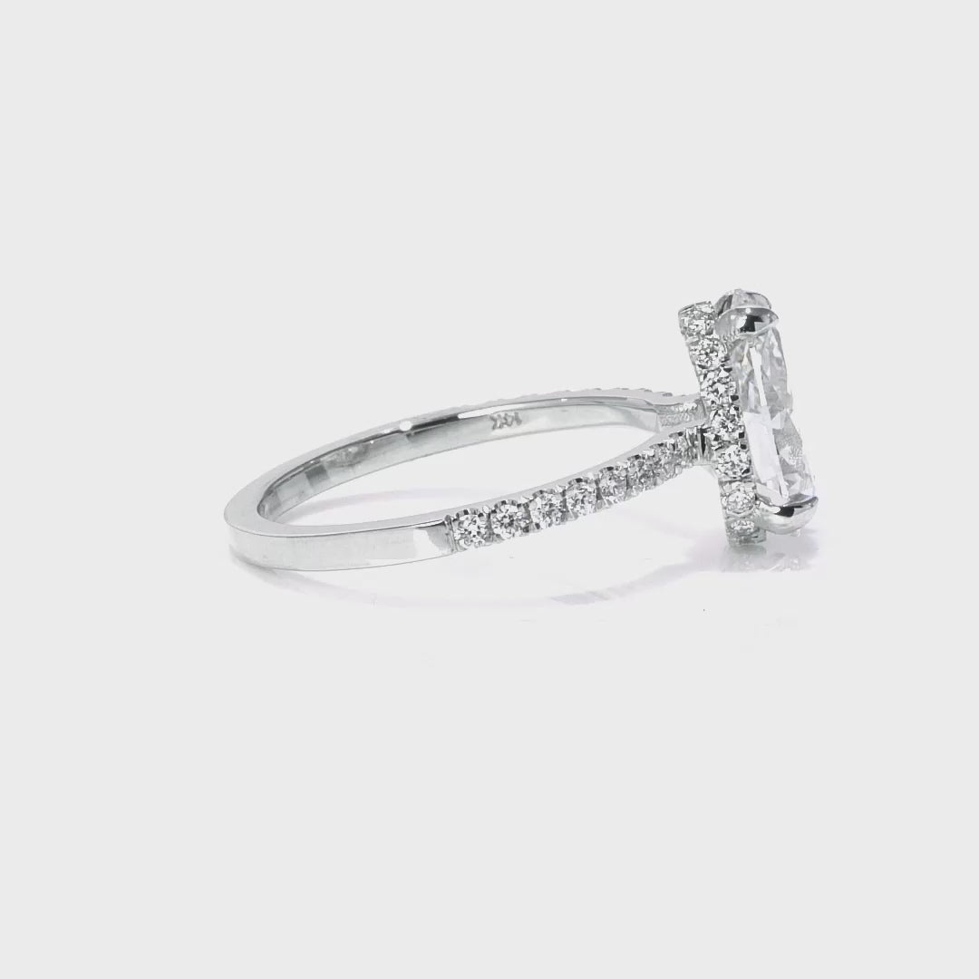 Fortuna Hidden Halo Pear Engagement Ring in White Gold