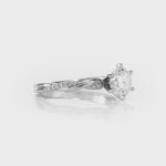 Intertwined Solitaire Round Engagement Ring in White Gold