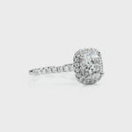 Amor Halo Cushion Engagement Ring in White Gold