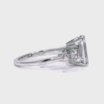 Baguette Three Stone Emerald Engagement Ring in White Gold