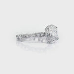Timeless Vintage Style Oval Engagement Ring in White Gold
