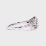 Baguette Three Stone Oval Engagement Ring in White Gold