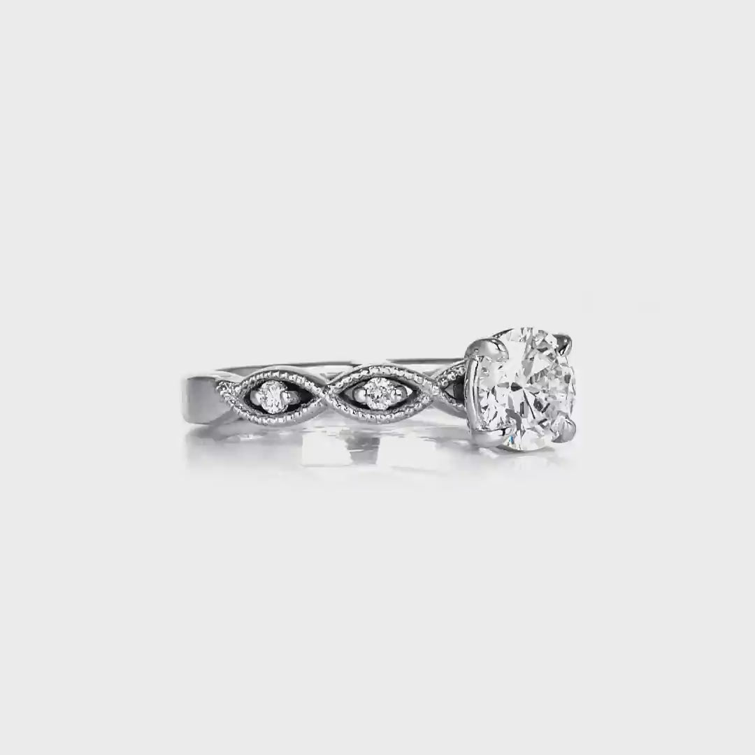 Infinity Solitaire Round Engagement Ring in White Gold