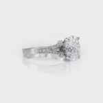 Romantic Vintage Style Oval Engagement Ring in White Gold