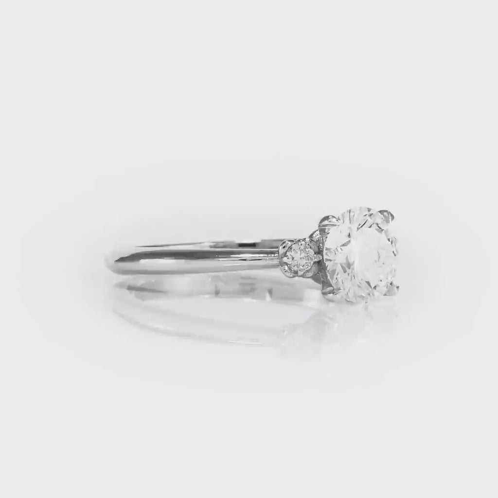 European Solitaire Round Engagement Ring in White Gold