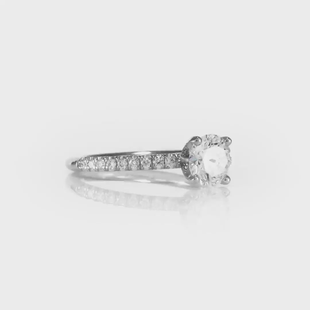 Martini Pave Solitaire Round Engagement Ring in White Gold