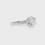 Rose Hidden Halo Round Engagement Ring in White Gold