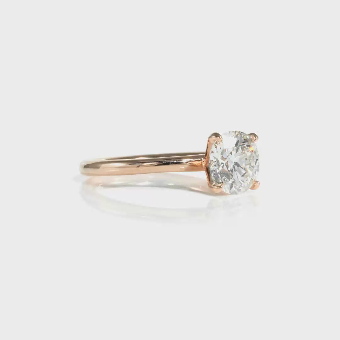 Paris Solitaire Round Engagement Ring in Rose Gold