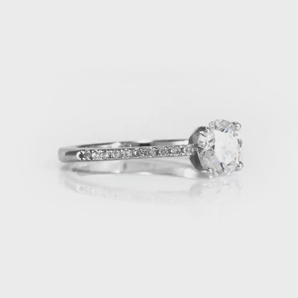 Roma solitaire Round Engagement Ring in White Gold