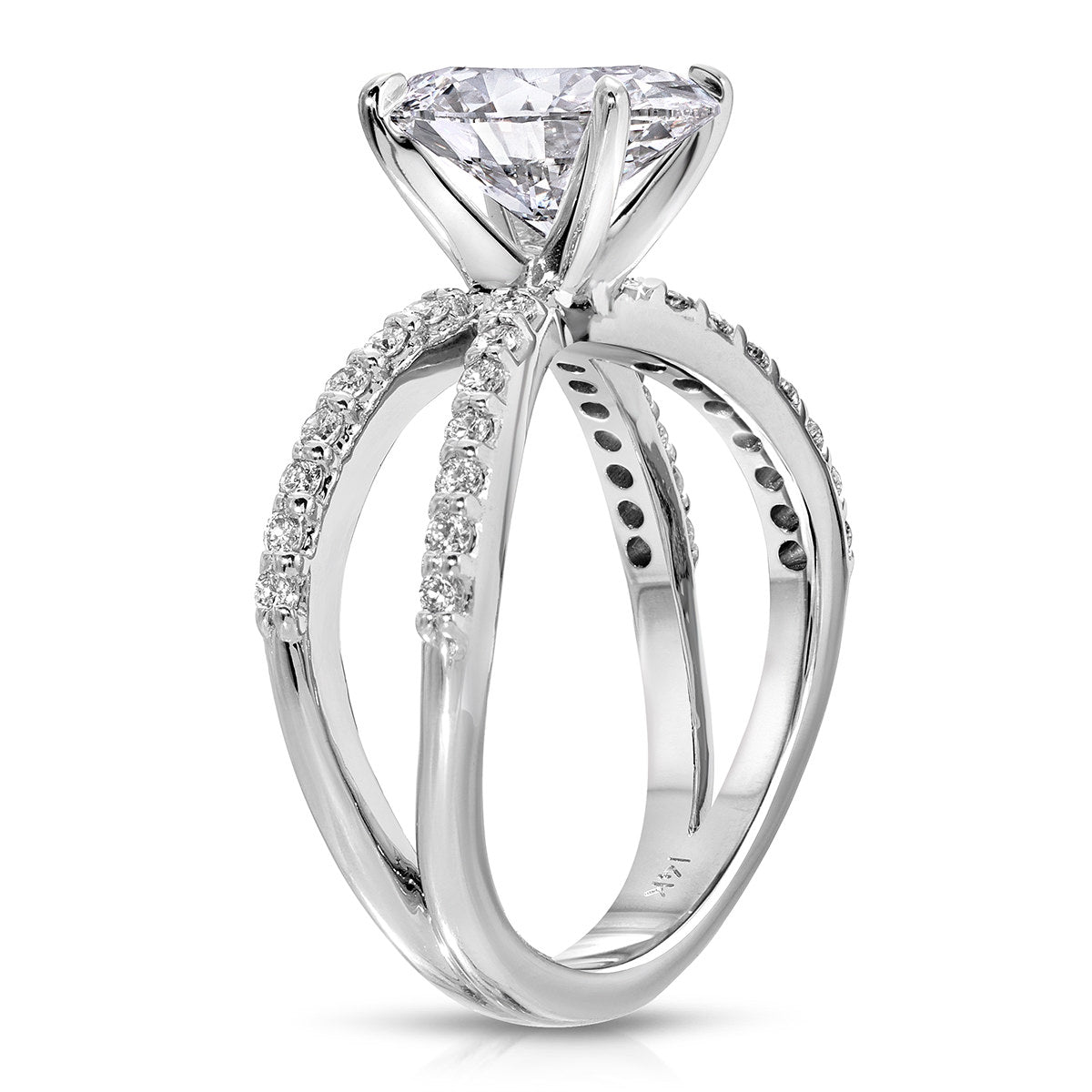 Reverse Shank Solitaire Oval Engagement Ring in White Gold